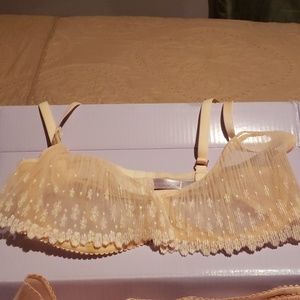 Dainty Daisy Flounce Bra has pleated daisy emb